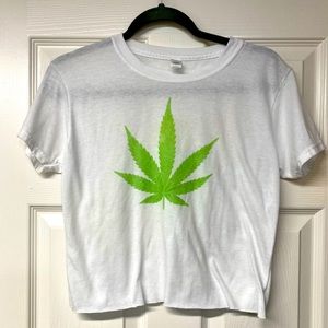 Green Leaf White Crop Top